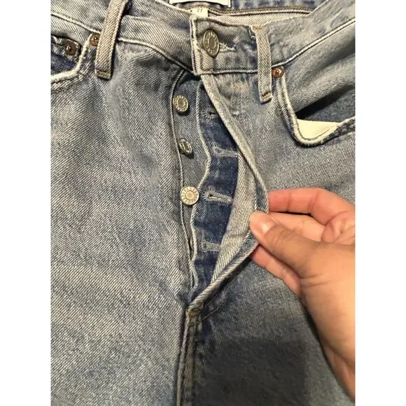 Agolde 90s Crop Jeans Echo Blue High Rise Denim Light Wash 27 - Picture 9 of 9